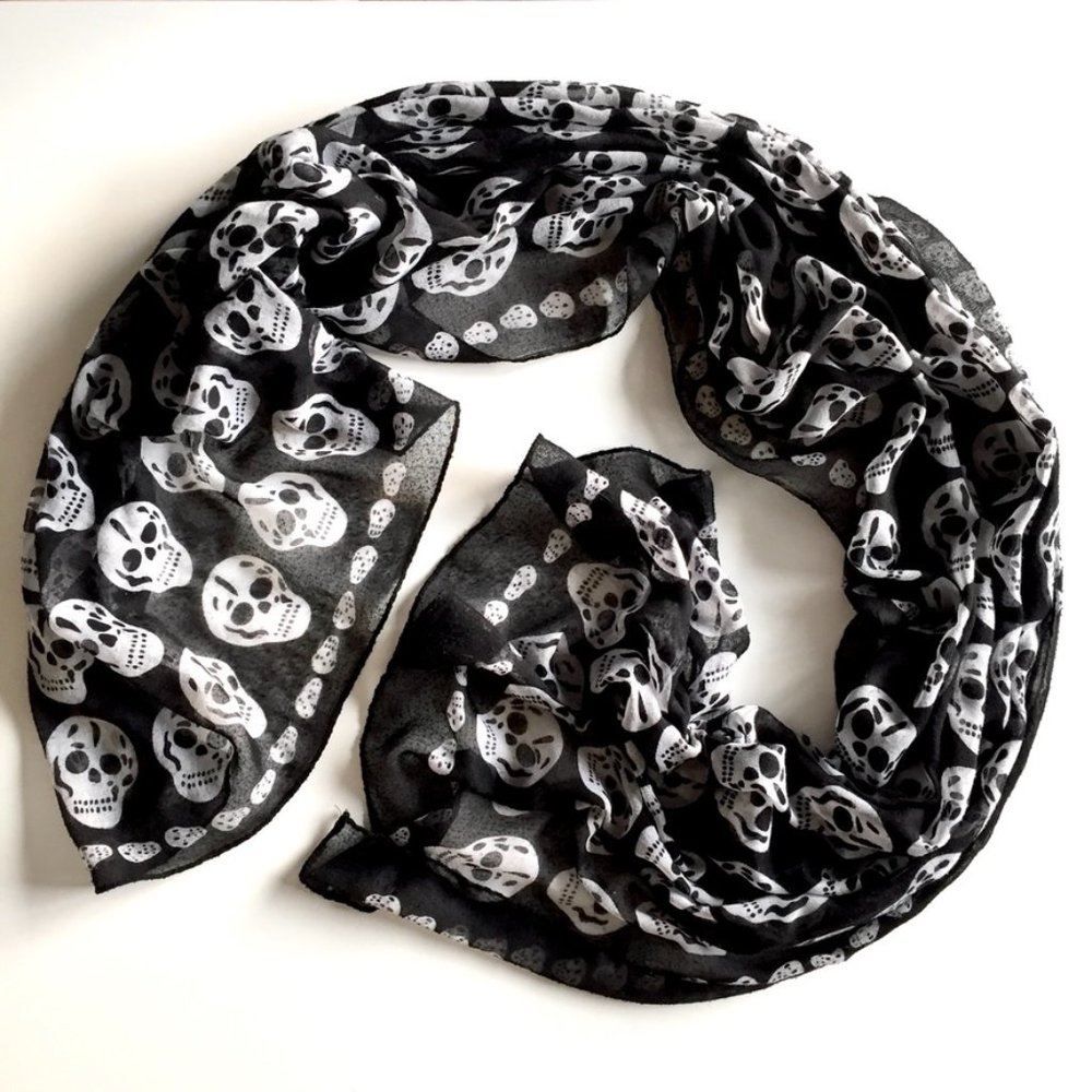 Large Skull Scarf -  Black & White - As Is